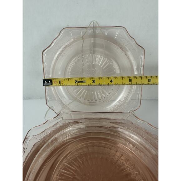 Jeannette Adam Pink Depression Glass Square 6" Bread / Dessert Plate - Picture 3 of 8